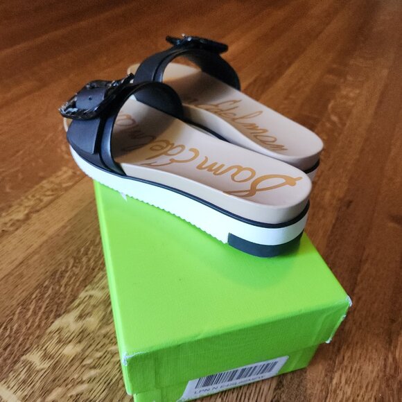 Sam Edelman Black Sandal Slide Ariane Marble Buckle Leather Platform Size 6.5 - Picture 14 of 16